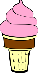 Strawberry Ice Cream With Chocolate Cone Clip Art at Clker.com - vector