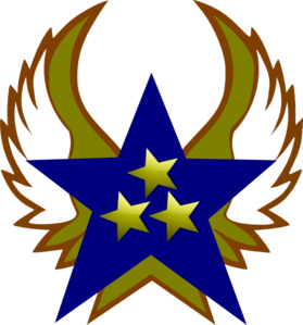 Blue Star With 3 Gold Star And Wings Clip Art