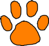Orange Tiger Paw With Black Outline Clip Art