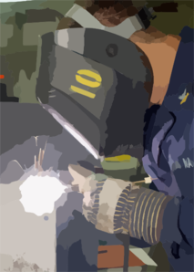 Welder Works Aboard Ship. Clip Art