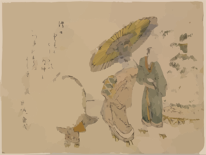 Oiran Parading In Snow At The New Year. Clip Art