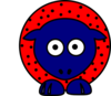 Sheep - Red With Black Polka-dots And Blue Feet Clip Art