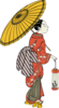 Asian Girl With Umbrella Clip Art
