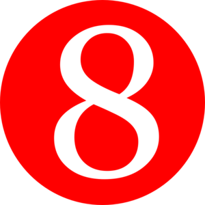 Red, Rounded,with Number 8 Clip Art