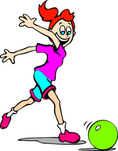 Girl Playing With A Bowling Ball Clip Art