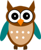 Owl Teal Brown Clip Art