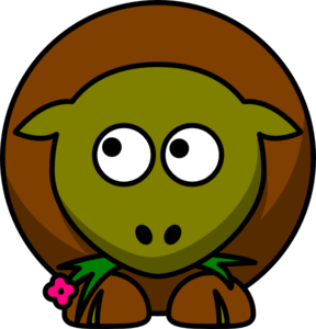 Sheep Olive Green And Brown Two Toned Looking Up To Left Clip Art