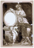 [woman, Seated With Lyre, Thespian S Mask, And Cupid] Clip Art