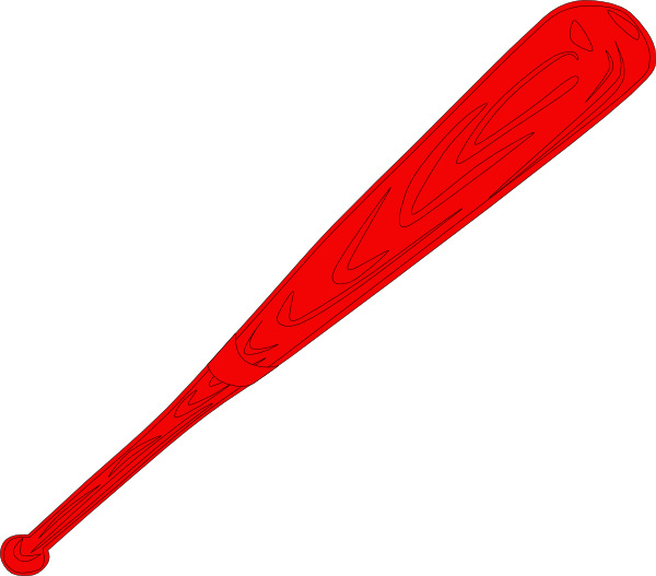 Red Baseball Bat Outlined Clip Art at Clker.com - vector clip art