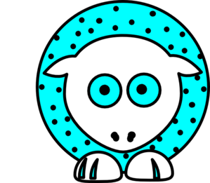 Sheep - Aqua With Black Polka-dots And White Feet Clip Art