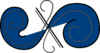 Double Spiral Flourish In Blue And Grey Clip Art